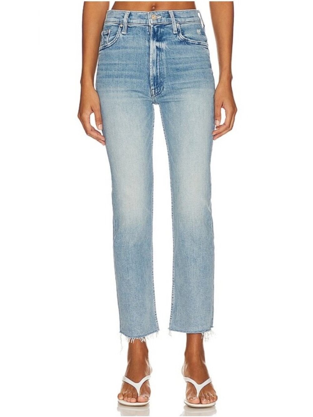 Mother High Waisted Rider Ankle Fray Jeans in Fish Out Of Water